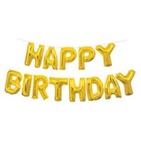 Happy Birthday Gold Foil Letter Balloon Banner Kit 14" Flat