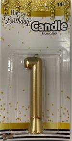 #1 Number Candle Metallic Gold